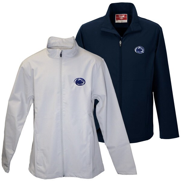 silver and navy soft shell jackets with Penn State Athletic Logo on left chest